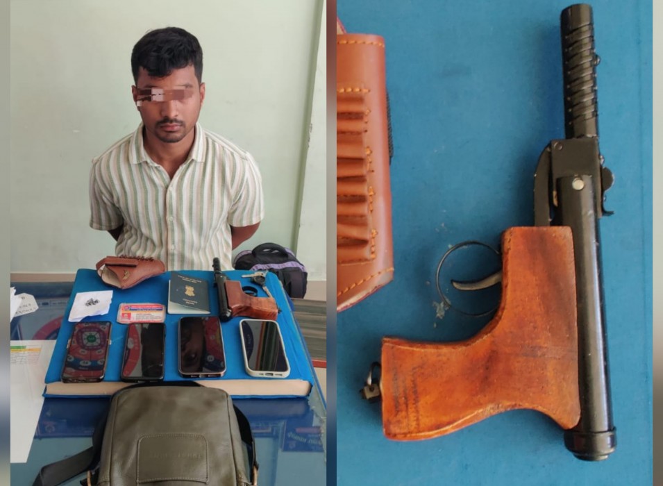 पेस्तोलसहित एक भारतीय नागरिक पक्राउ